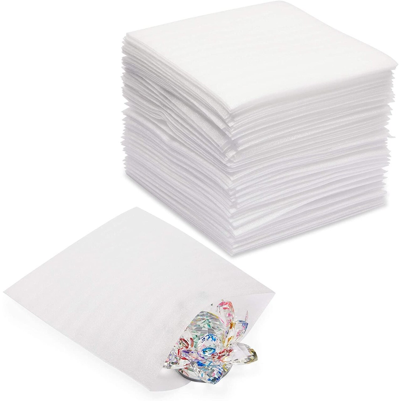 75-Pack Foam Packing Pouches for Moving, Office, and Shipping Supplies, Cushioned Protective Foam Sheets for Glasses, Mugs, Cup, China, Dishes, and Ornaments (7x7.8 in)